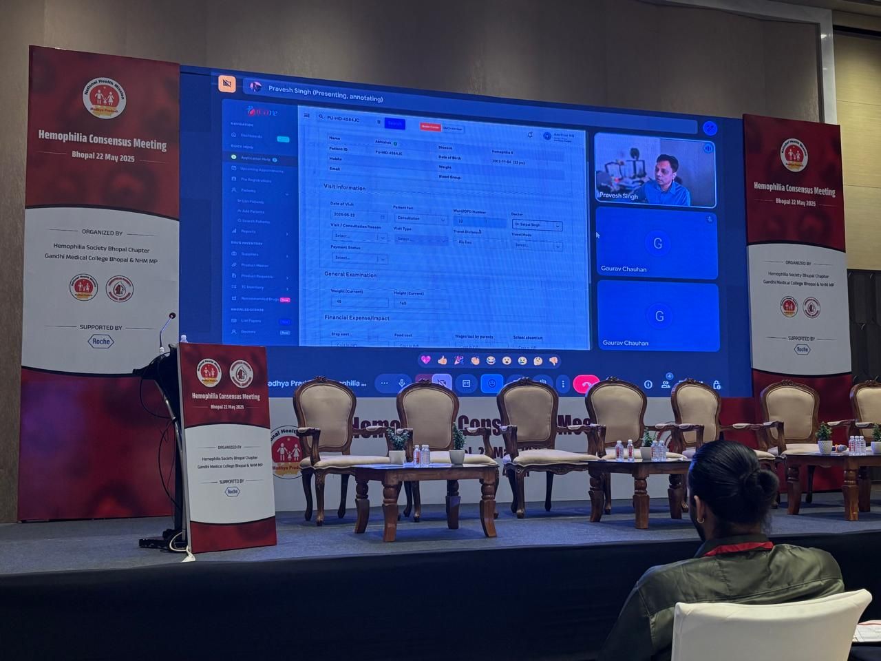 iCare interface displayed on stage